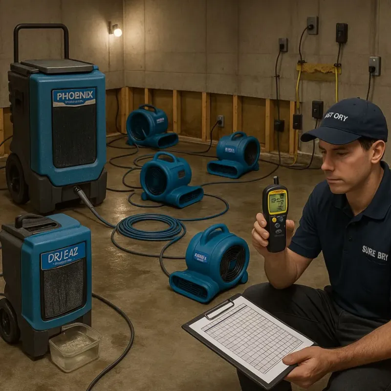 Structural Drying and Dehumidification process in St Johnsbury, VT
